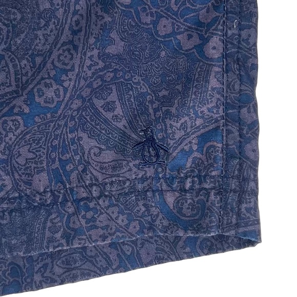 Penguin Munsing Wear Paisley Floral Swimming Trunks Mens Size 31 Navy Blue - Picture 3 of 9